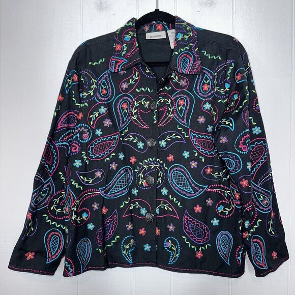 Units Women’s Paisley Floral Embroidered Jacket Black Size Small - Picture 1 of 5